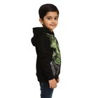 Boys Jet Black Hooded Neck Graphic Sweatshirt, काला, small image number null