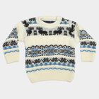 Infants' Cream Crew Neck Printed Pullover, ऑफ व्हाइट, small
