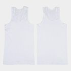 Boys White Cotton Round Neck Vest, सफ़ेद, small