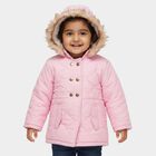 Girls Light Pink Hooded Casual Jacket, Pink, small image number null