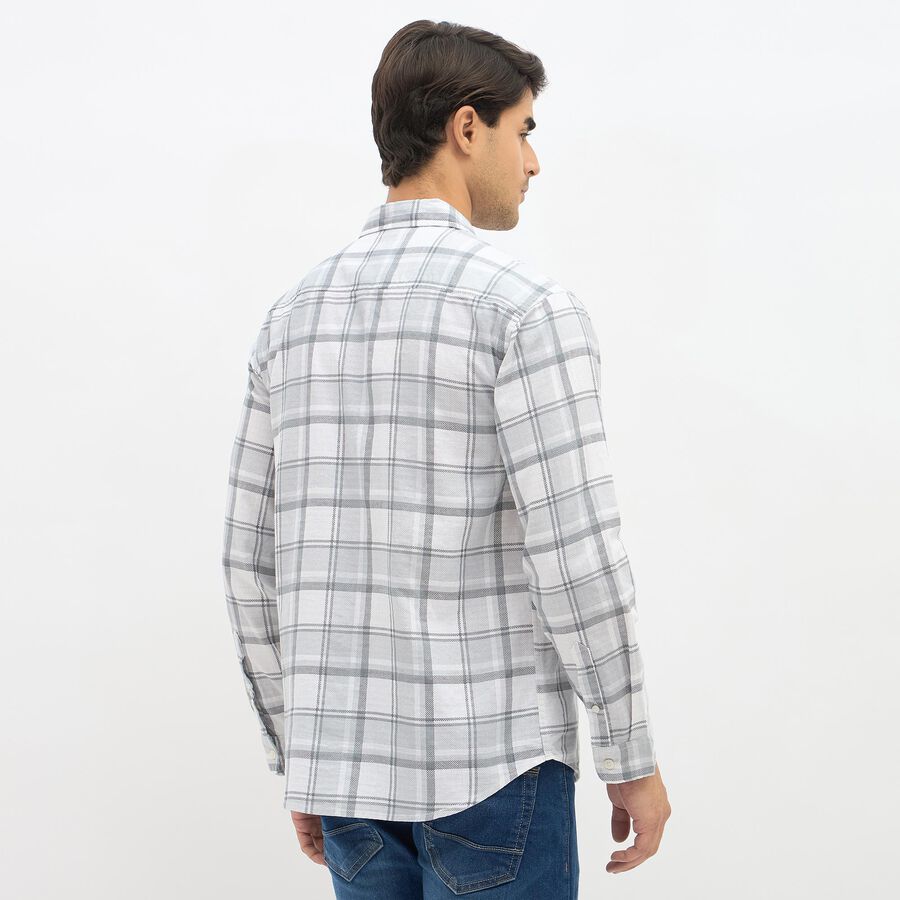 Men's Light Grey Cotton Spread Collar Casual Shirt, Light Grey, large image number null