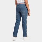Girls' Light Blue Straight Fit Bow Jeans, हल्का नीला, small