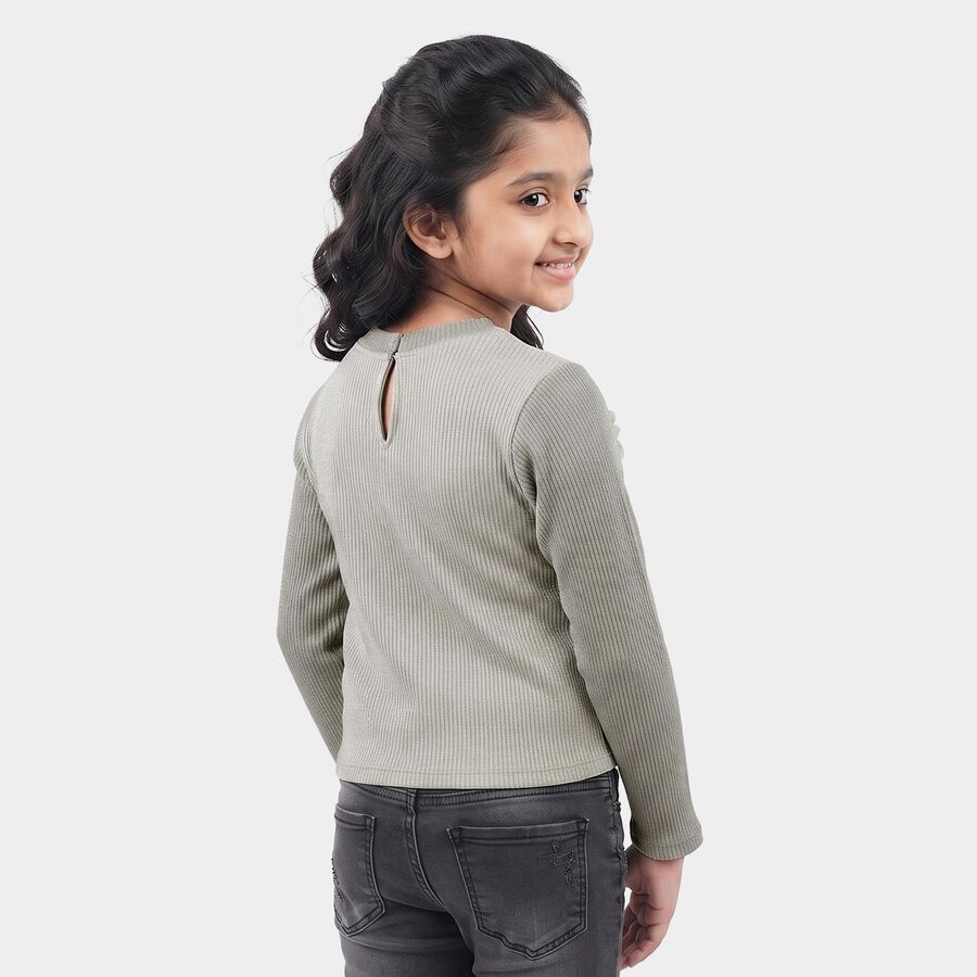 Girls Off White Round Neck Regular Top, ऑफ व्हाइट, large