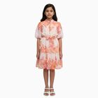 Girls' Bright Pink Sleeveless A-Line Dress, गहरा पीला, small