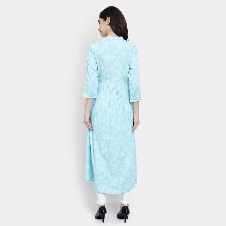 All Over Print Flared Kurta, हल्का नीला, large image number null