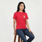 Women's Fuchsia Round Neck Regular T-Shirt, Fuchsia, small