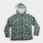 Girls' Olive Green Hooded Puffer Jacket, Olive, small
