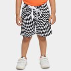 Boys' Black and White Regular Fit Checkerboard Printed Bermuda Shorts, Black, small