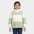 Girls' Mint Green Hooded Puffer Jacket, Light Green, small