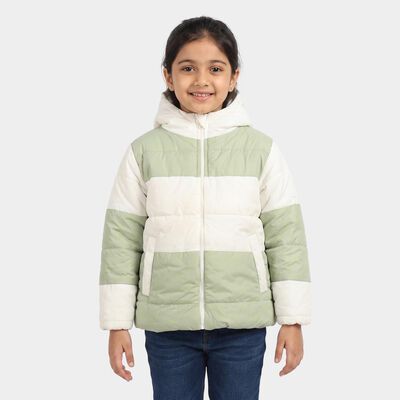 Girls' Mint Green Hooded Puffer Jacket