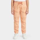 Girls Peach Regular Fit Text Printed Pyjama, पीच, small