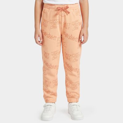Girls Peach Regular Fit Text Printed Pyjama
