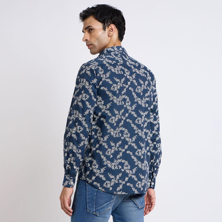 Men's 100% Cotton Casual Shirt, मध्यम नीला, large image number null