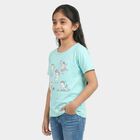 Girls' Aqua Cotton Blend Round Neck Regular T-Shirt, Aqua, small