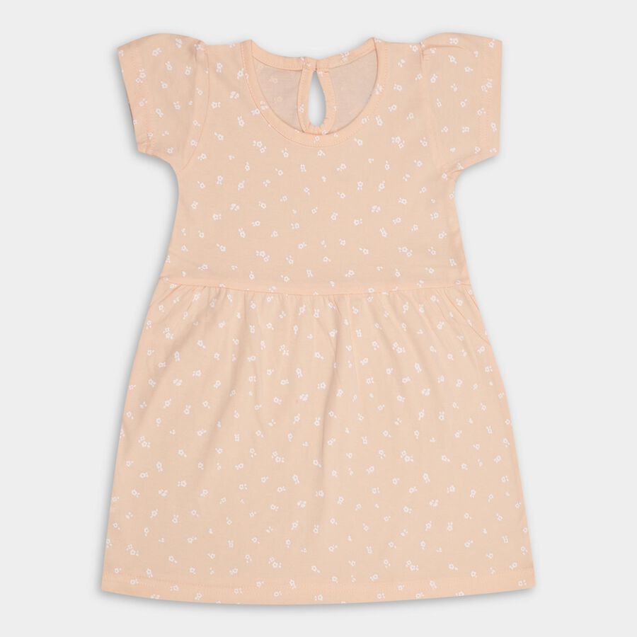 Infant Girls' 100% Cotton Frock , Peach, large image number null