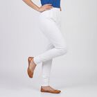 Women's White Cotton Blend Elastic Waist Stretch Churidar, सफ़ेद, small