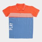 Boys' Peach Cotton Round Neck Graphic Printed Half Sleeves T-Shirt, Peach, small