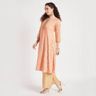 Embroidered Flared Kurta, Peach, small image number null