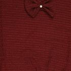 Girls' Deep Burgundy Round Neck Casual T-Shirt, Wine, small image number null