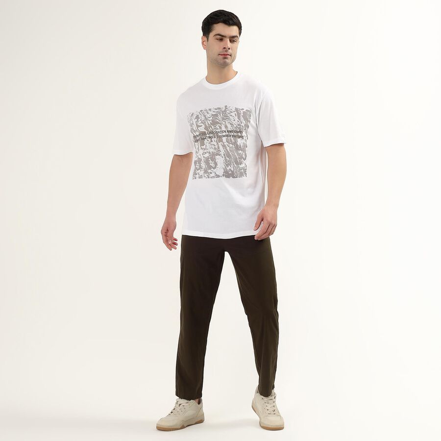 Men's Slim Fit Casual Cotton Trousers, Olive, large