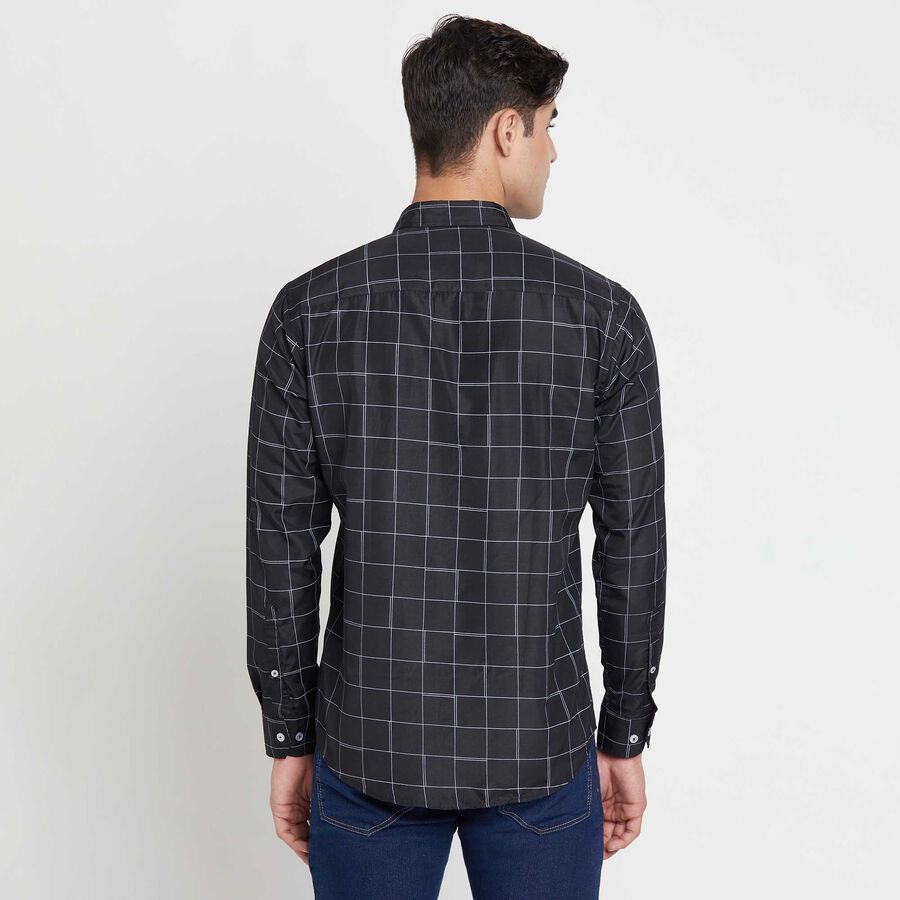 Checks Slim Fit Casual Shirt, Black, large image number null
