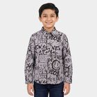 Boys Grey Cotton Long Sleeve Collar Regular Fit Shirt, हल्का ग्रे, small