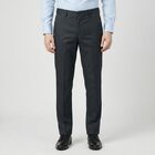 Men's Navy Blue Slim Fit Flat-Front Formal Trousers, Dark Blue, small