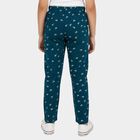 Girls' Teal Straight Fit Bow Printed Pyjama, Teal Blue, small