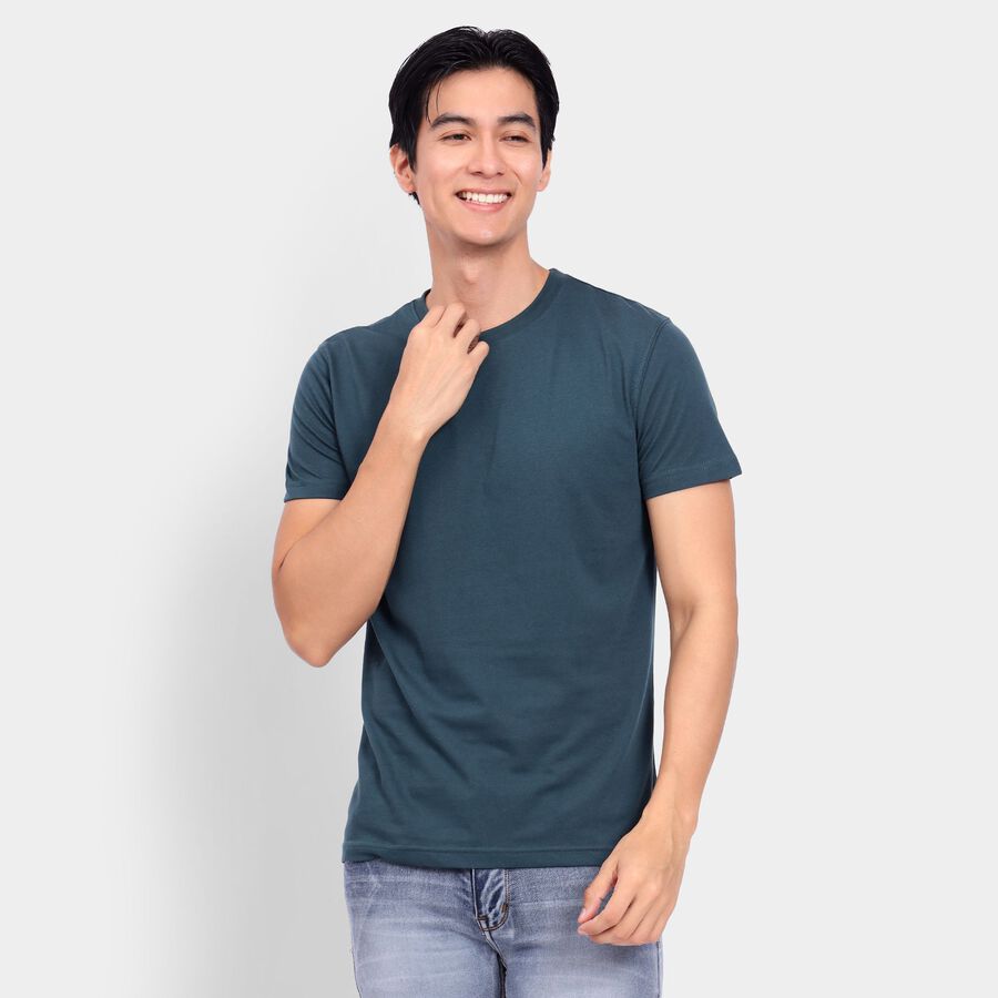 Men's Round Neck Half Sleeves T-Shirt, टील ब्लू, large image number null