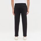 Men's Jet Black Tapered Fit Elastic Waist Track Pants, काला, small