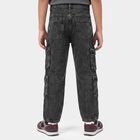 Boys' Dark Grey Cargo Fit Washed Jeans, Dark Grey, small