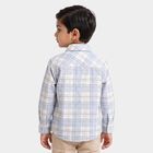 Boys Light Blue Cotton Checked Shirt, Light Blue, small
