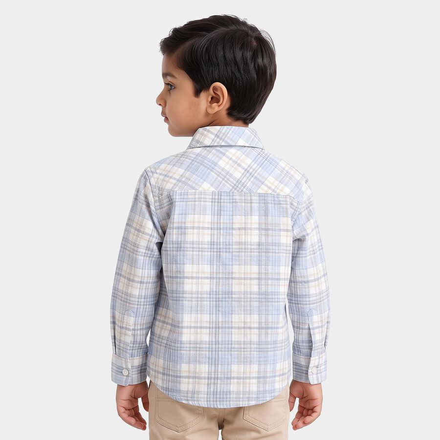 Boys Light Blue Cotton Checked Shirt, Light Blue, large