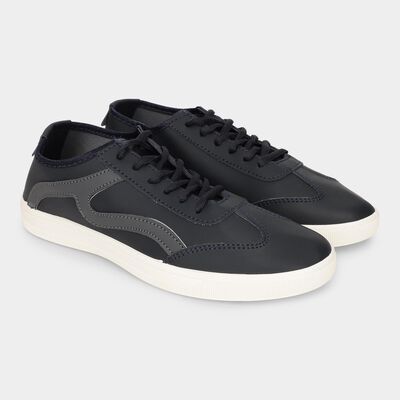 Men's Dark Navy Blue Lace-Up Casual Sneakers