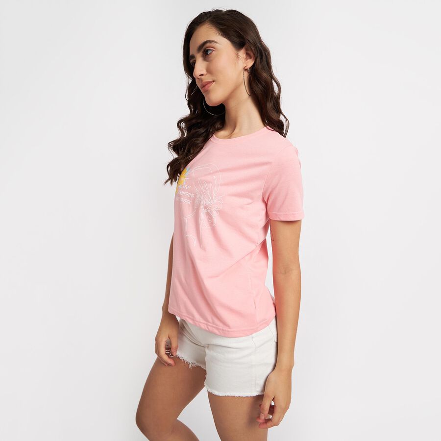 Round Neck T-Shirt, Pink, large image number null