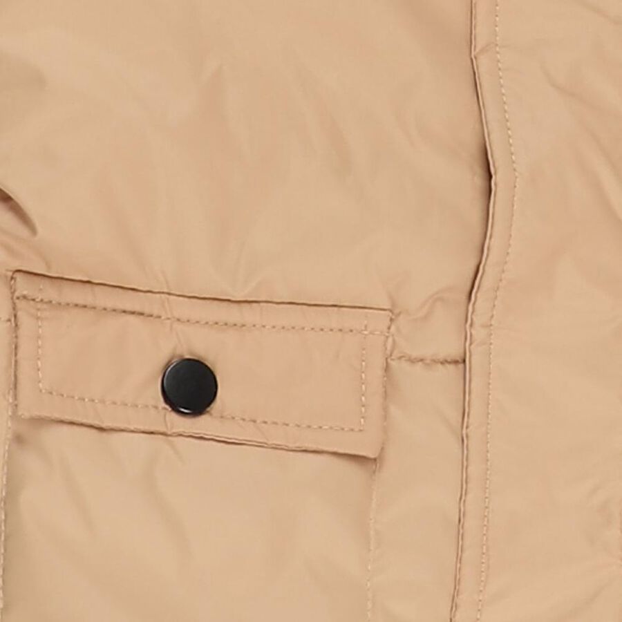 Infants Light Beige Hooded Casual Jacket, Beige, large image number null