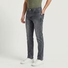 Men's Grey Slim Fit Washed Jeans, Light Grey, small