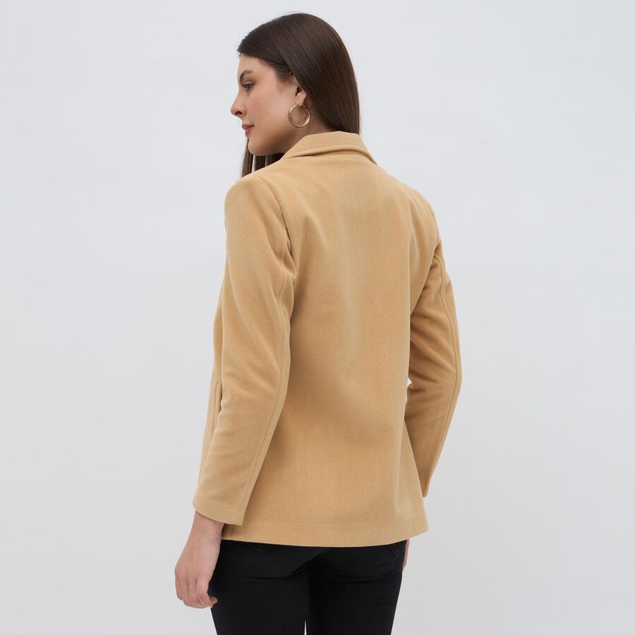 Women's Light Beige Classic Formal Blazer, गहरा पीला, large image number null