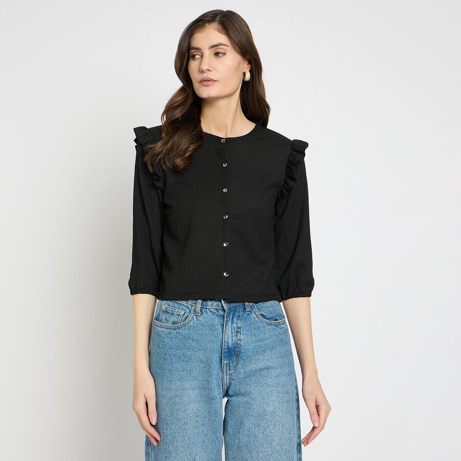 Ladies'  Crop  Top, काला, large image number null