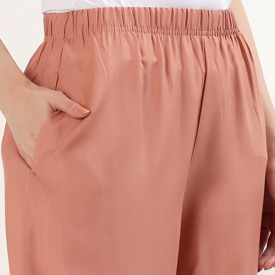 Women's Maroon Wide-Leg Printed Tie-Up Palazzos, गुलाबी, large