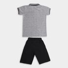 Boys' Light Grey Polo Neck Striped Baba Suit, Light Grey, small image number null