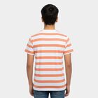 Boys' Peach Cotton Round Neck Graphic Printed T-Shirt, पीच, small