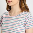 Ladies'  Stripes Round Neck T-Shirt, Light Pink, small