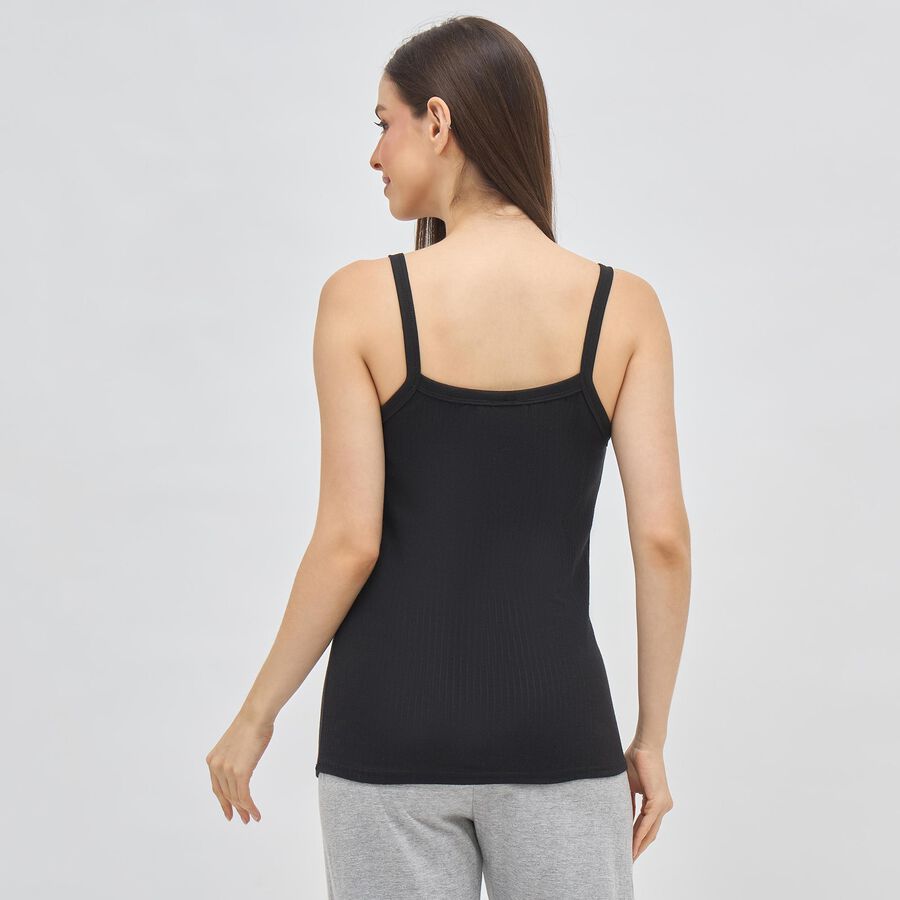 Women's Black Sleeveless Thermal, Black, large image number null