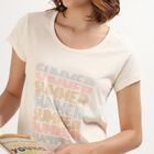 Women's Soft Cream Round Neck Casual Nighty, ऑफ व्हाइट, small image number null