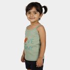 Infants' Mint Green Cotton Scoop Neck Minimalist Vest, हल्का हरा, small