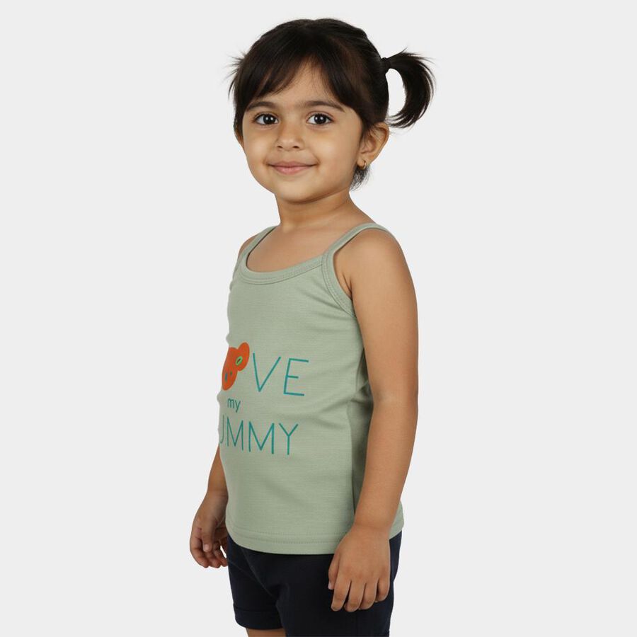 Infants' Mint Green Cotton Scoop Neck Minimalist Vest, हल्का हरा, large