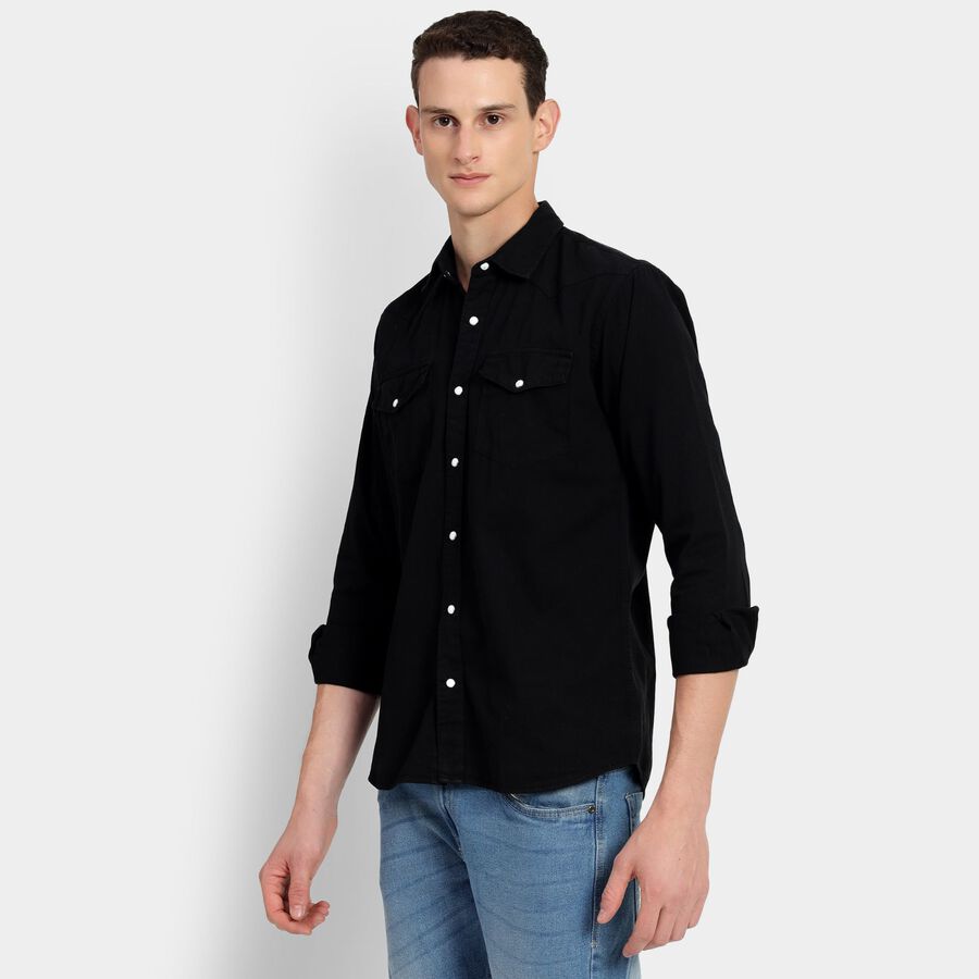 Men's 100% Cotton Casual Shirt, Black, large image number null