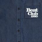 Boys Dark Denim Blue Half Sleeve Classic Casual Shirt, Mid Blue, small image number null