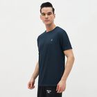 Men's Deep Navy Blue Crew Neck Athleisure T-Shirt, टील ब्लू, small image number null